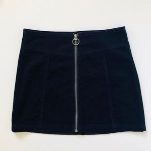 Zip Front Corduroy Mini Skirt